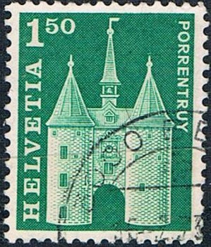 SERIE BÁSICA 1968. EDIFICIOS. PUERTA DE FRANCIA, PORRENTRUY. Y&T Nº 823