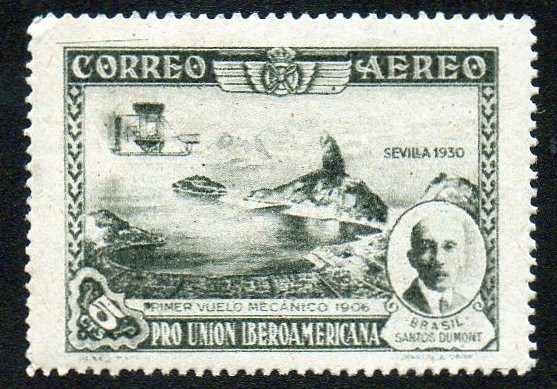 Pro Unión Iberoamericana - Sevilla 1930 - Primer vuelo mecánico 1906