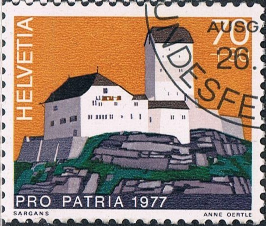 PRO PATRIA 1977. CASTILLOS SUIZOS. SARGANS, CANTON DE SAINT GALLEN. Y&T Nº 1028