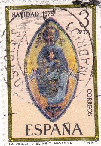 NAVIDAD- 1975-La Virgen y el niño -retablo del Santuario de San Miguel(Navarra)    (H)