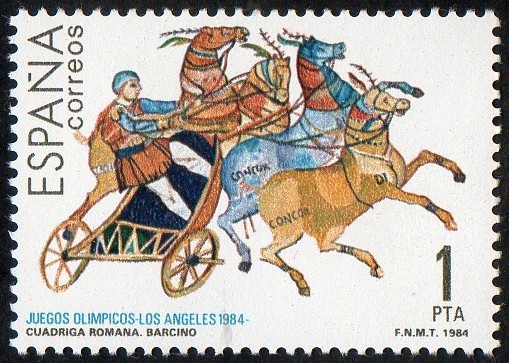 2768- Juegos Olímpicos. Los Ángeles. Cuadriga romana de Barcino.