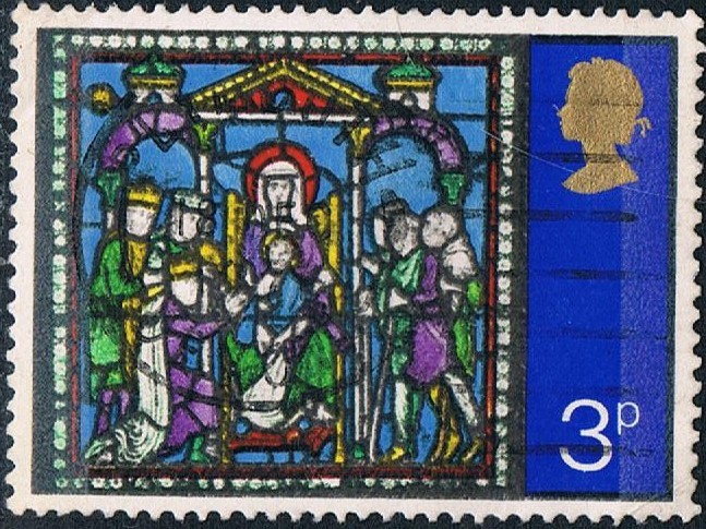 NAVIDAD 1971. VIDRIERAS DE LA CATEDRAL DE CANTERBURY. LA ADORACIÓN. Y&T Nº 651