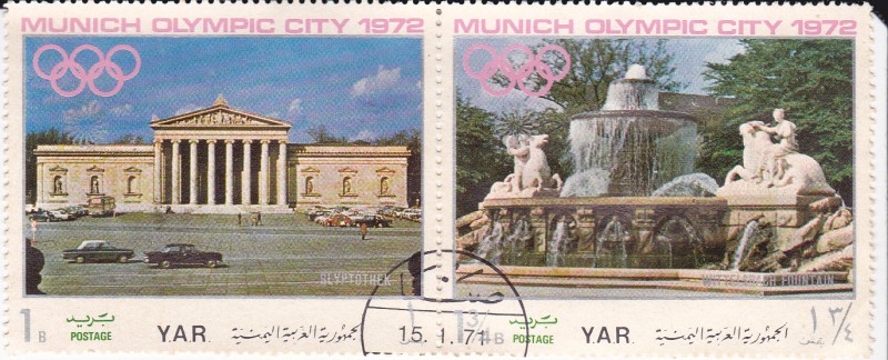 MUNICH OLYMPIC CITY 1972- Fountain Wittelgrach y Glytothek