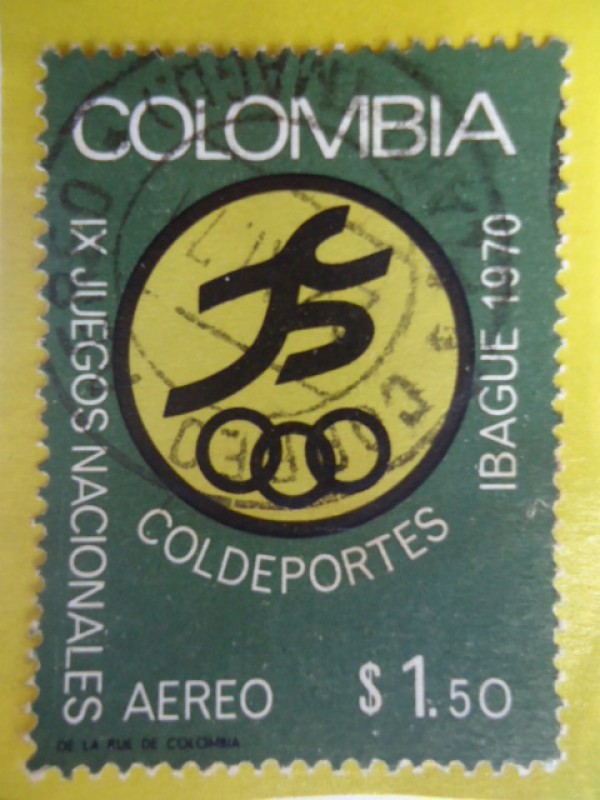 IX Juegos Nacionales Ibagué 1970- 9° Edición - Coldeportes, y Emblema.