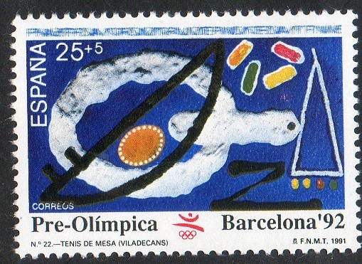 3135-  Barcelona ' 92.  VII Serie Pre-olímpica. Tenis de mesa.
