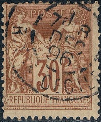 GRUPO ALEGÓRICO PAZ Y COMERCIO TIPO SAGE 1876-78. Y&T Nº 80