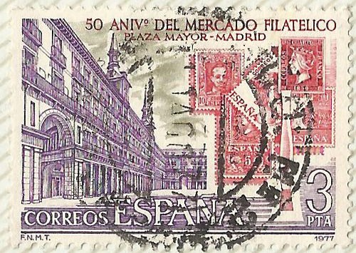 50 ANIVERSARIO DEL MERCADO FILATELICO - PLAZA MAYOR  MADRID