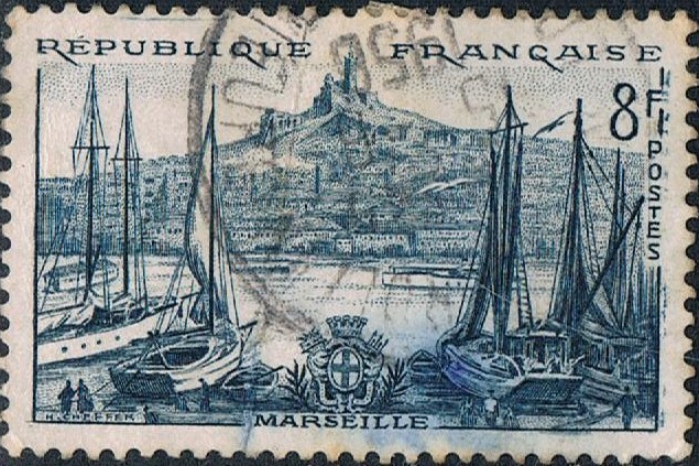 TURISMO 1955. MARSELLA, VISTA DEL PUERTO. Y&T Nº 1037