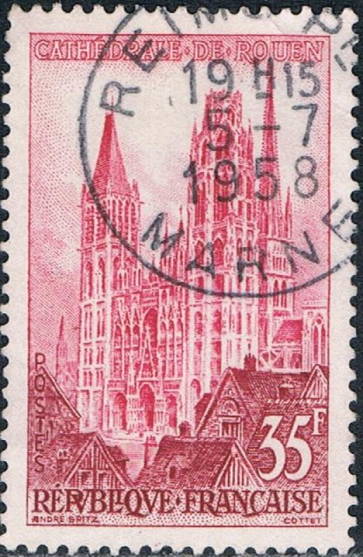 TURISMO 1957. CATEDRAL DE ROUEN. Y&T Nº 1129