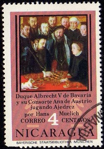 Duque Albrecht V de Bavaria y su consorte Ana de Austria jugando ajedrez