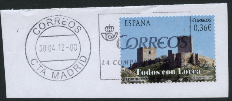 ESPAÑA 2012 4692.01 TODOS CON LORCA. CASTILLO.01 0,83 US$