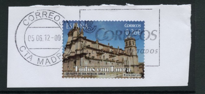 ESPAÑA 2012 4695.02 TODOS CON LORCA. COLEGIATA DE SAN PATRICIO.02 0,83 US$