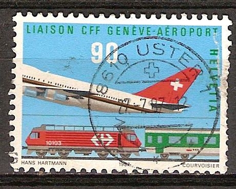 Conexión ferroviaria del aeropuerto en Ginebra.