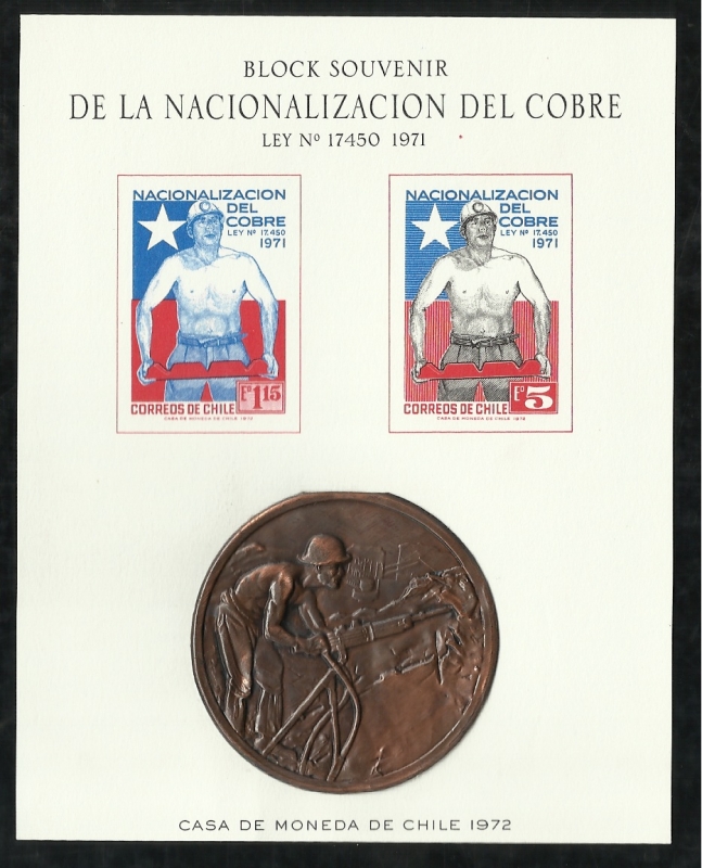 BLOCK SOUVENIR - NACIONALIZACION DEL COBRE 