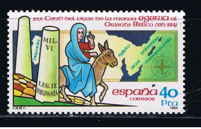 Edifil  2773  XVI Cente. del viaje de la monja Egeria al Oriente Bíblico.  