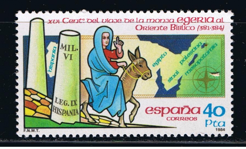 Edifil  2773  XVI Cente. del viaje de la monja Egeria al Oriente Bíblico.  