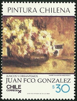 PINTURA CHILENA - JUNCOS Y CRISANTEMOS