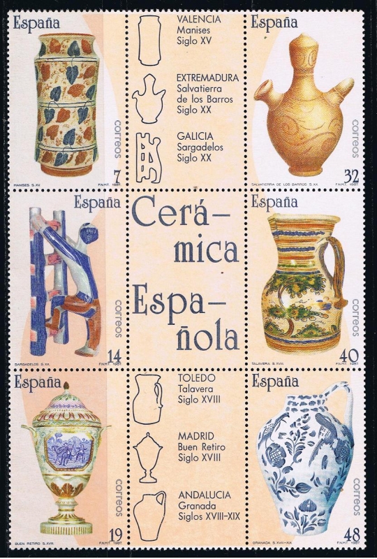 Edifil   2891-96  Artesanía española.  Cerámica.  