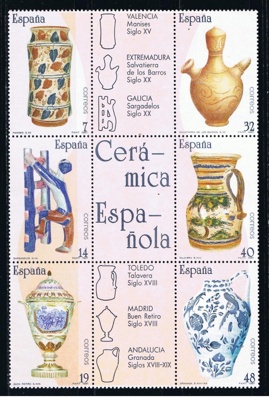 Edifil   2891-96  Artesanía española.  Cerámica.  