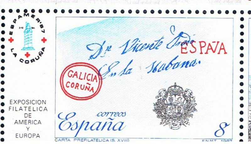 Edifil  2912  Exposición Filatélica de España y América Espamer¨87.  