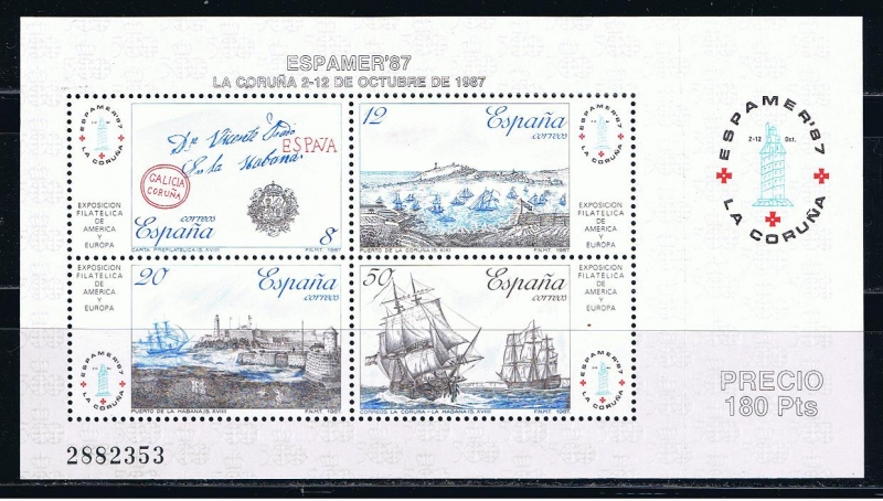 Edifil  2916   Exposición Filatélica de España y América Espamer¨87.  