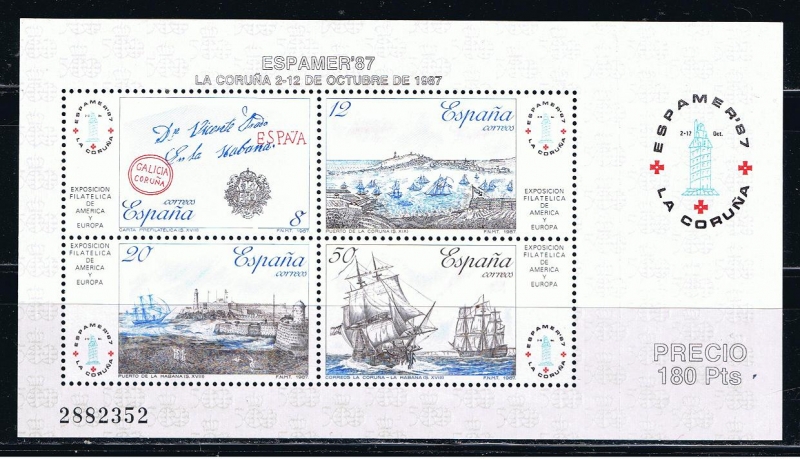 Edifil  2916   Exposición Filatélica de España y América Espamer¨87.  