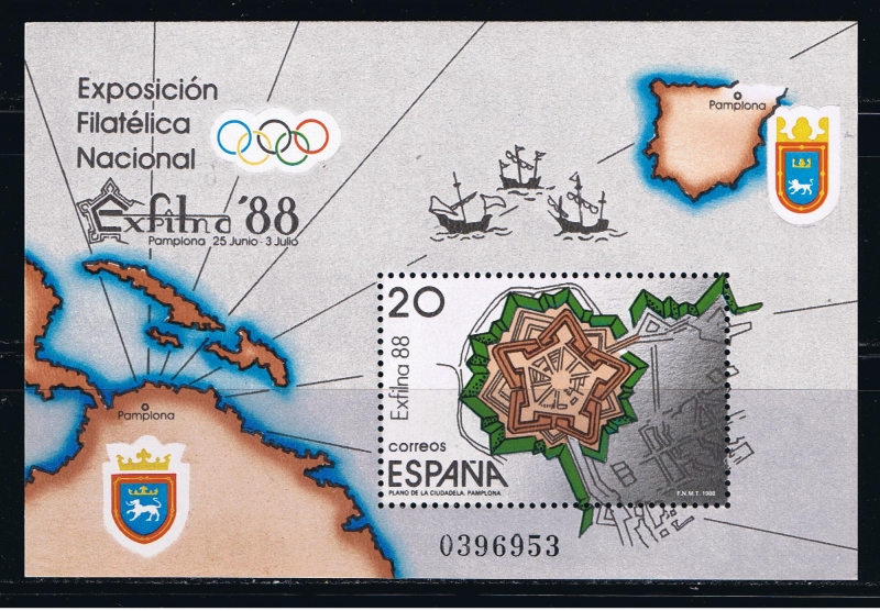 Edifil  2956  Exposición Filatélica Nacional.  Exfilna´88.  