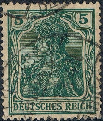 ALEGORÍA DE GERMANIA 1905-11. LEYENDA DEUTCHES REICH. FILIGRANA LOSANGES. Y&T Nº 83