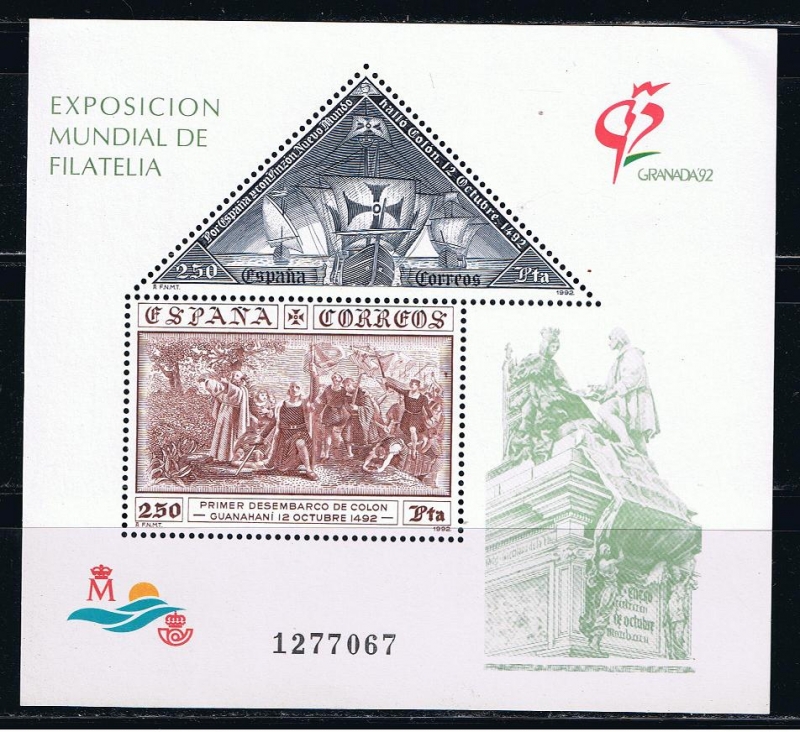 Edifil  3195  Exposición Mundial de Filatelia Granada´92.  