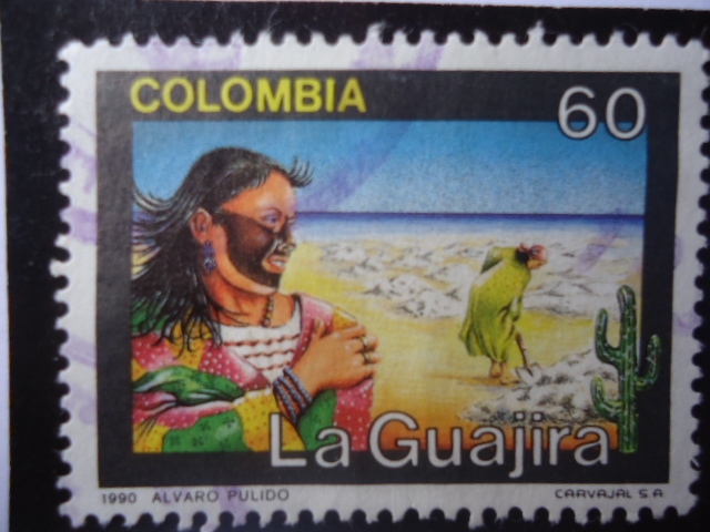 Recolección de sal Marina-Indígenas Guayú-(Pintor:Alvaro Pulido)
