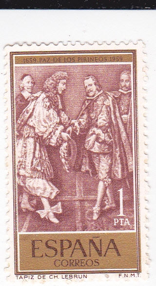 Felipe IV y Luis XIV detalle de un tapíz (R)