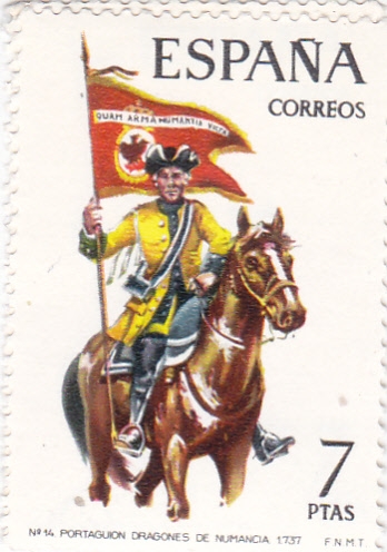 Portaguión de Dragones de Numancia 1737-UNIFORMES MILITARES   (S)