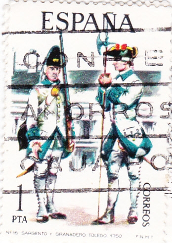 Sargento y Granadero de Toledo 1750-UNIFORMES MILITARES   (S)