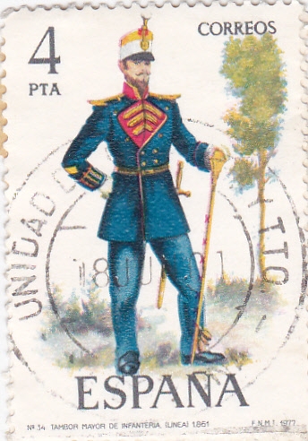 Tambor Mayor de Infantería de Línea 1861-UNIFORMES MILITARES   (S)