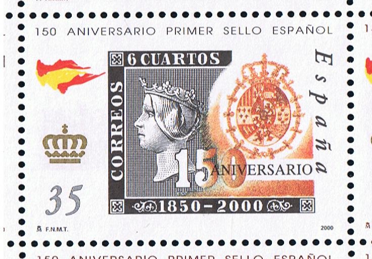 Edifil  3691  150 aniver. del primer sello español.  