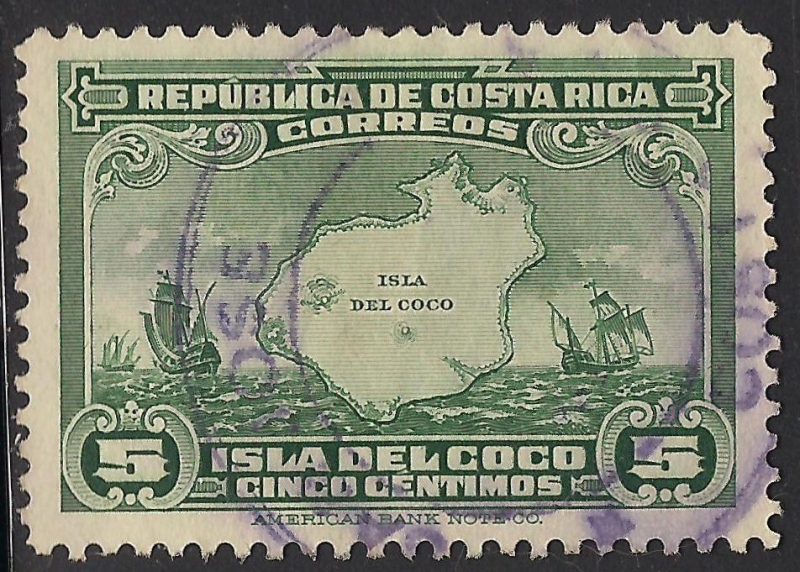 MAPA DE LA ISLA DEL COCO Y NAVES DE COLÓN.