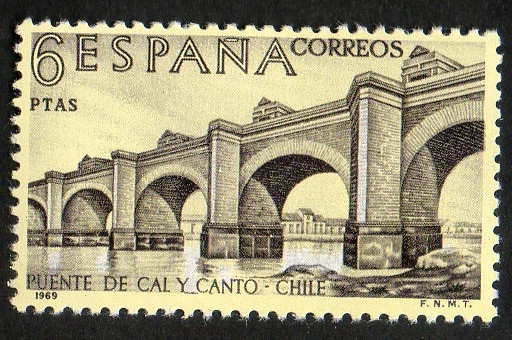 1943- Forjadores de América. Puente de Cal y Canto sobre el río Mapocho.