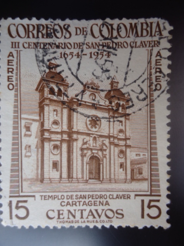 III Centenario de San Pedro Claver 1654-1954-Templo de San Pedro Claver en Cartagena