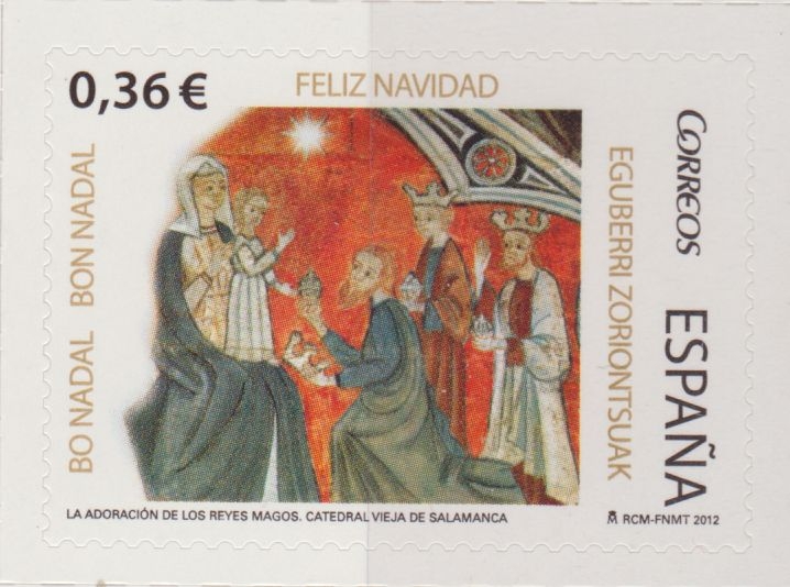 España 2012 Edifil 4755 Sello ** Navidad Christmas Noel La Adoracion de los Reyes Catedral Vieja de 