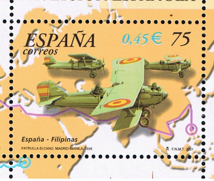 Edifil  3790 B  Aviación. 75º aniver. de primeros vuelos de la aviación española.  