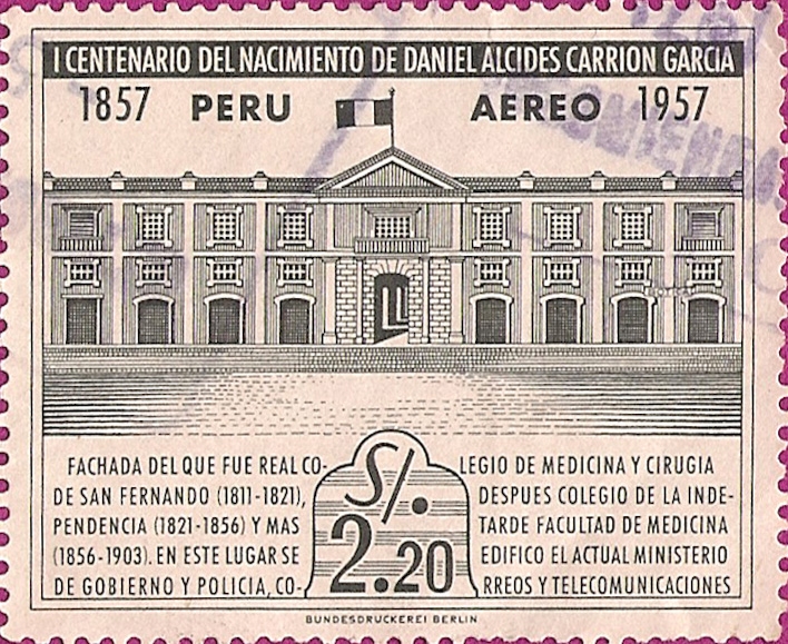 I Centenario del Nacimiento de Daniel Alcides Carrión García 1857-1957.