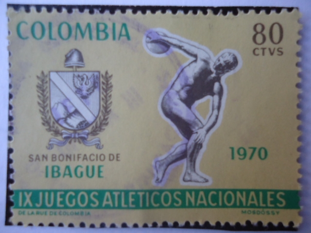 IX Juegos Atléticos Nacionales-Escudo de Armas de San Bonifacio de Ibagué-Lanzador de Disco, Myron