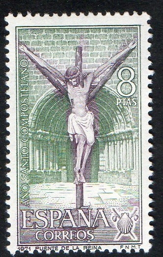 2051- Año Santo Compostelano. Iglesia del Crucifijo , Puente de la Reina ( Navarra ).