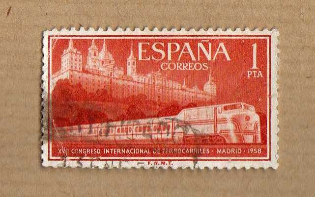 Edifil 1235. Tren talgo y monasterio del Escorial.