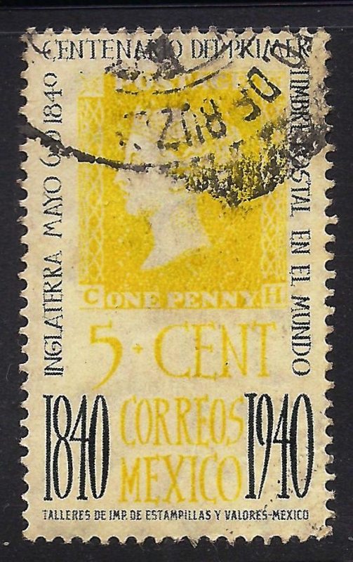 CENTENARIO DEL PRIMER TIMBRE POSTAL EN EL MUNDO.