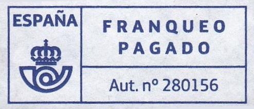 Franqueo Pagado. Aut. nº 280156