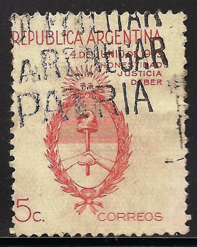 ESCUDO DE ARGENTINA INSCRITO “HONESTIDAD, JUSTICIA Y DEBER”