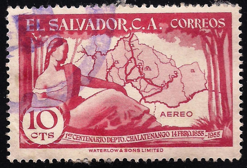 1ºCentenario  Depto Chalatenango 14-febrero-1855-1955.-AEREO. 