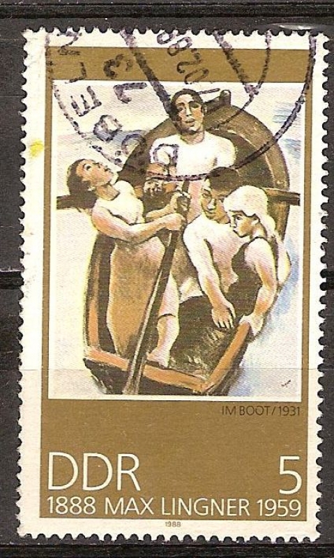 Nacimiento del Centenario de Max Lingner,1888-1959 (artista). En el barco-DDR. 