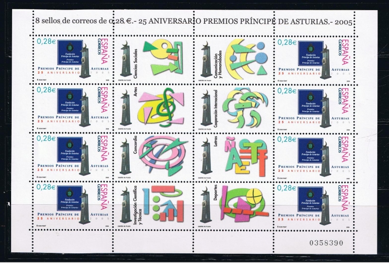 Edifil  4192 MP.  86  25º aniv. de los Premios Príncipe de Asturias.  